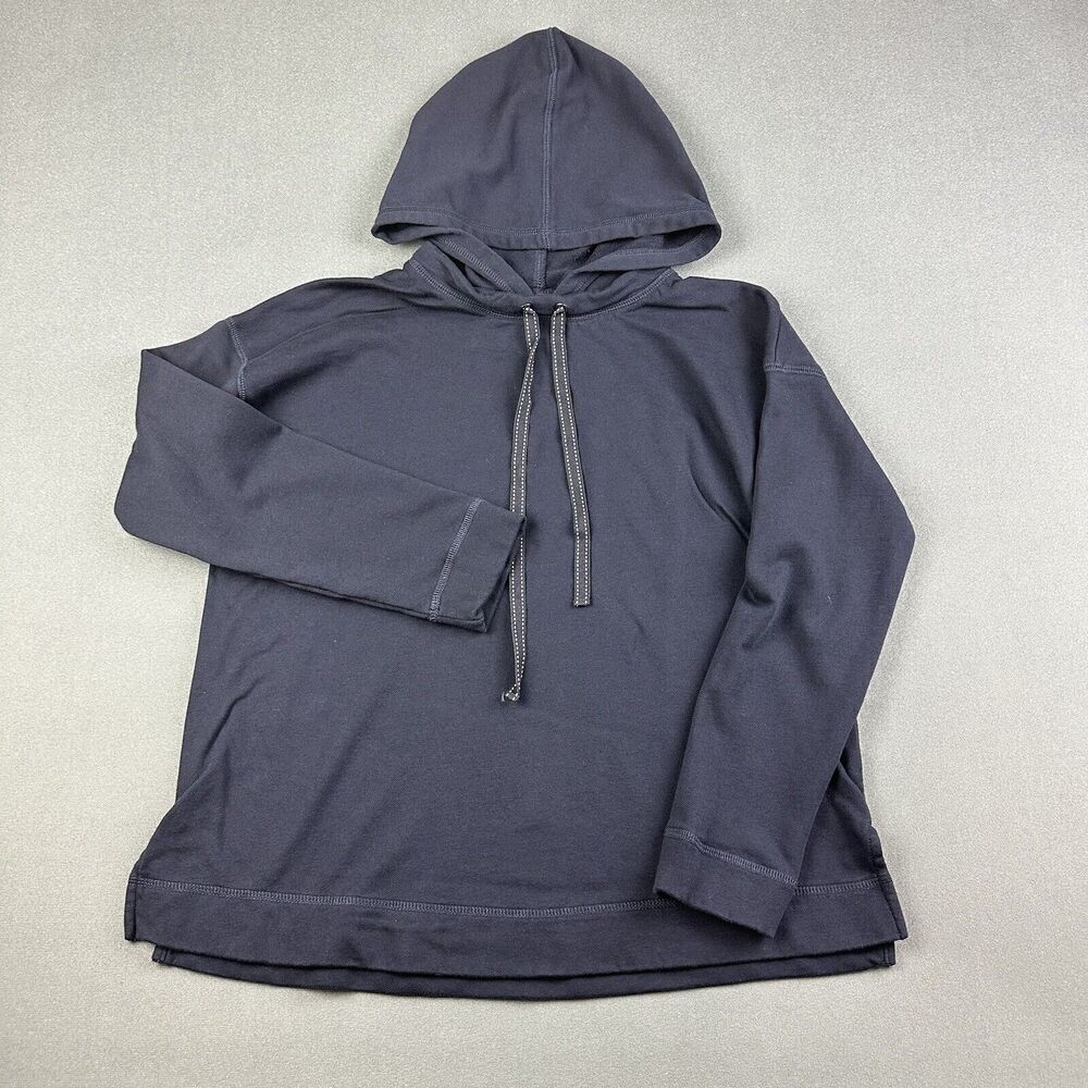J Jill Pullover Sweatshirt Womens S Blue Hooded Casual Coastal Loungewear Cozy*